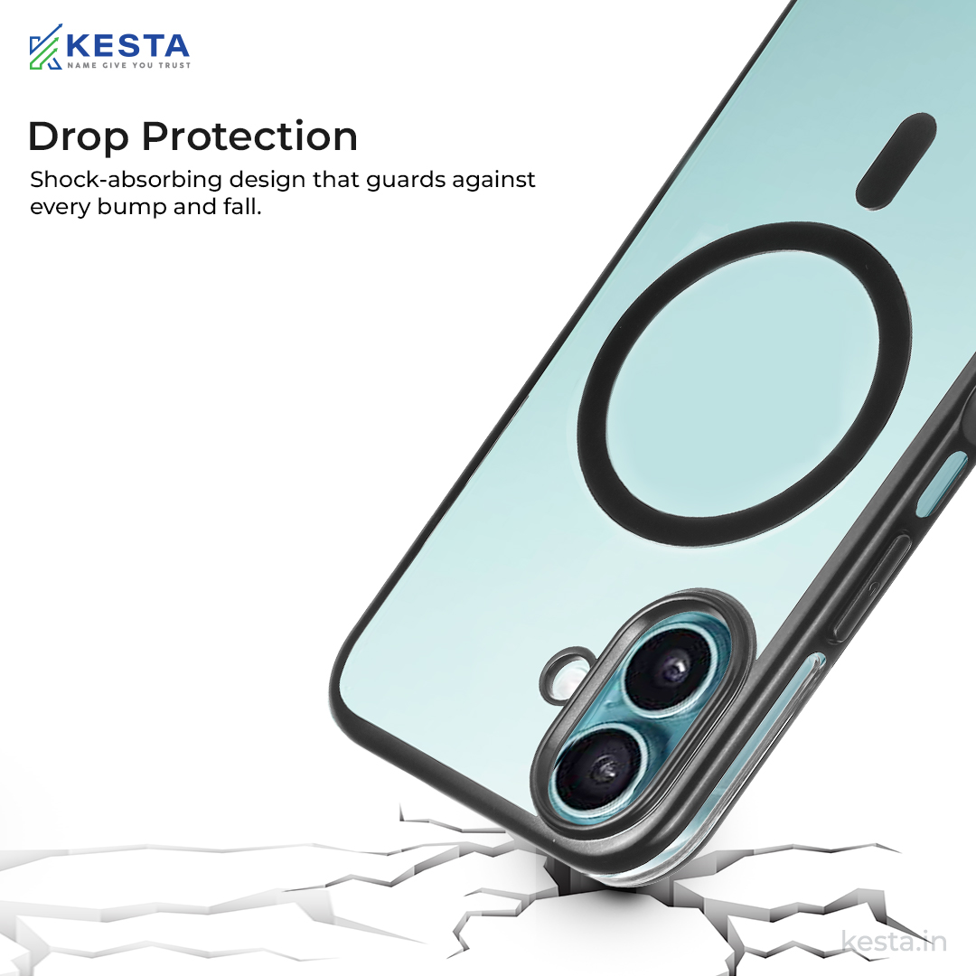 iPhone 16 Cover - Notify Popup Black Transparent Case (Camera Sink Protection & Wireless Charging Optimized)